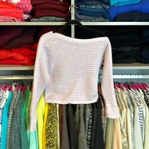 Abercrombie & Fitch pale lavender off the shoulder long sleeve sweater size XS